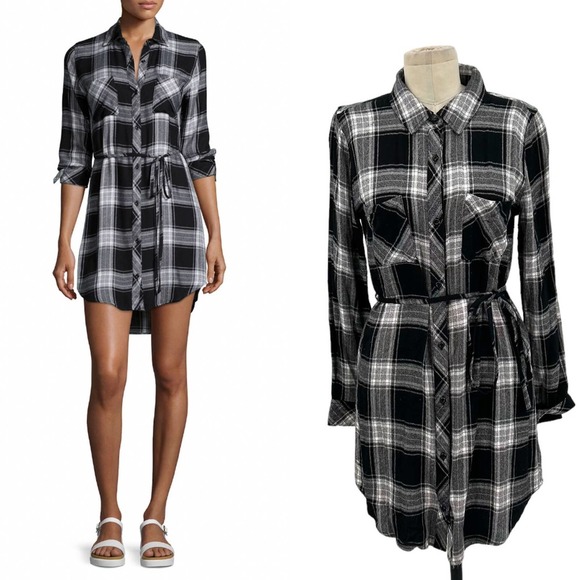 Rails Dresses & Skirts - Rails Black and White Plaid Shirt Dress